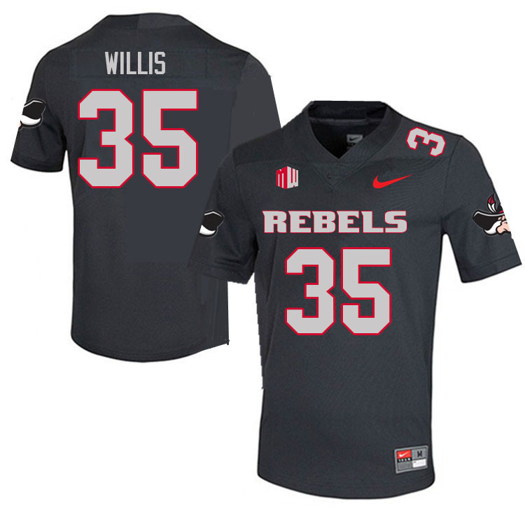 Men #35 Christian Willis UNLV Rebels College Football Jerseys Sale-Charcoal - Click Image to Close